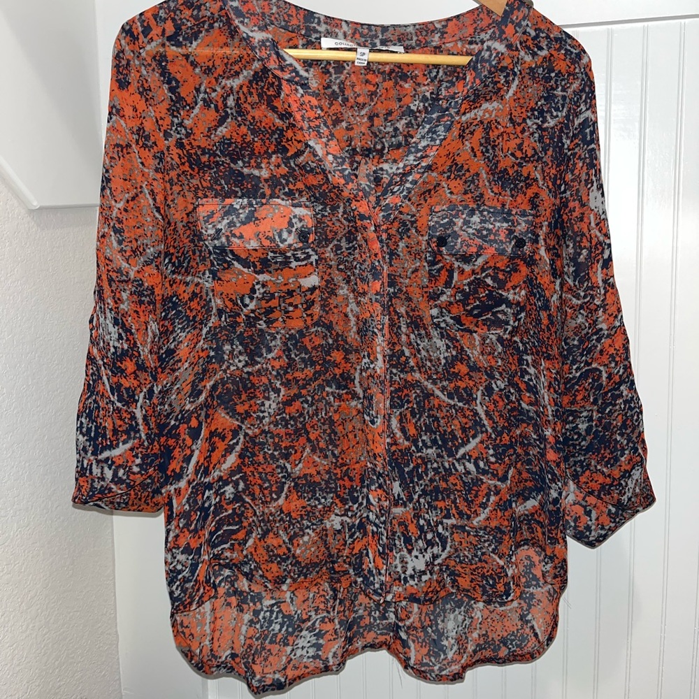 Collective Concepts Sheer Floral Button